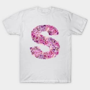 Pink Floral Letter S T-Shirt